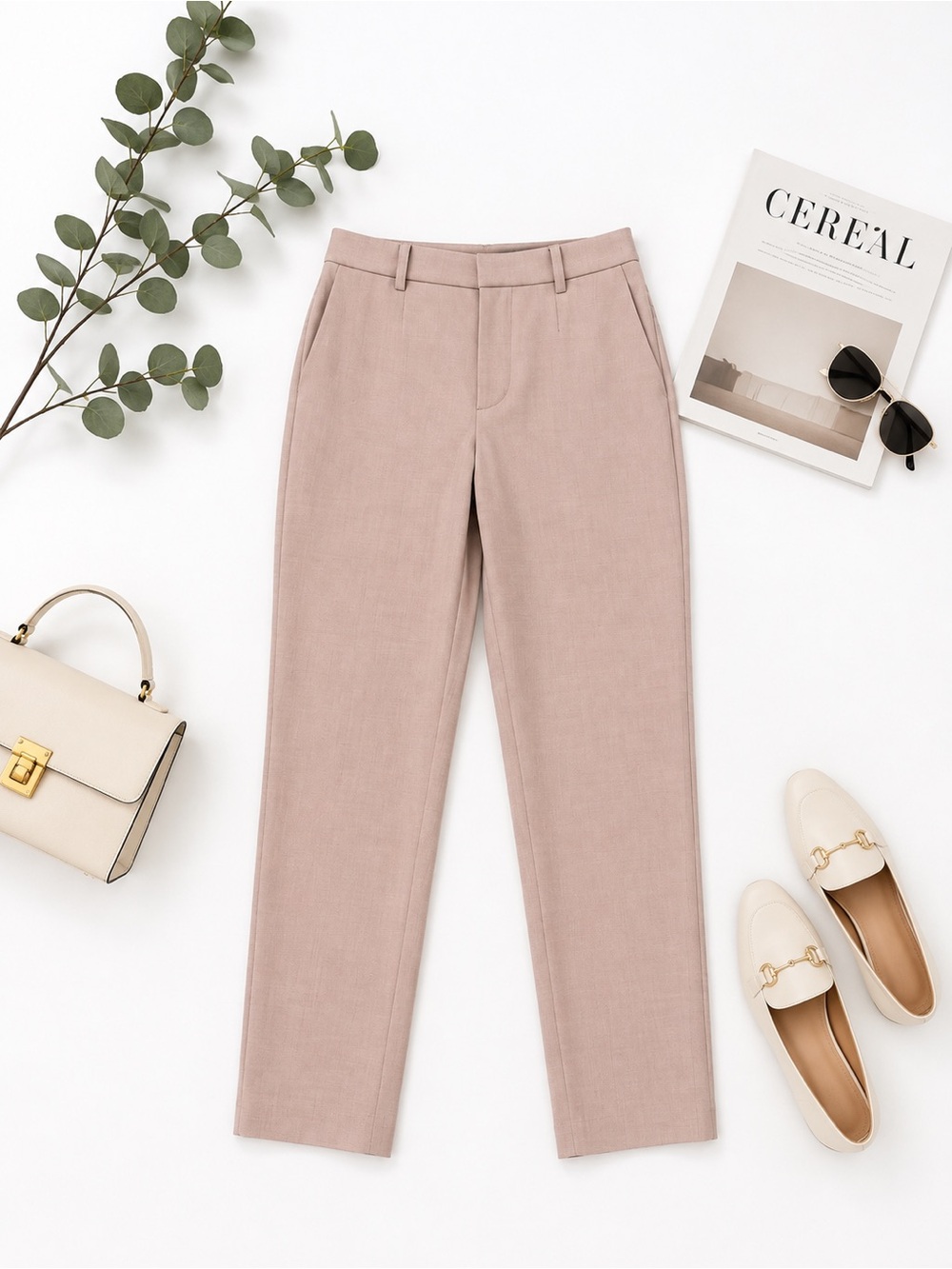 Uniqlo Straight Leg Pants in Dusty Pink